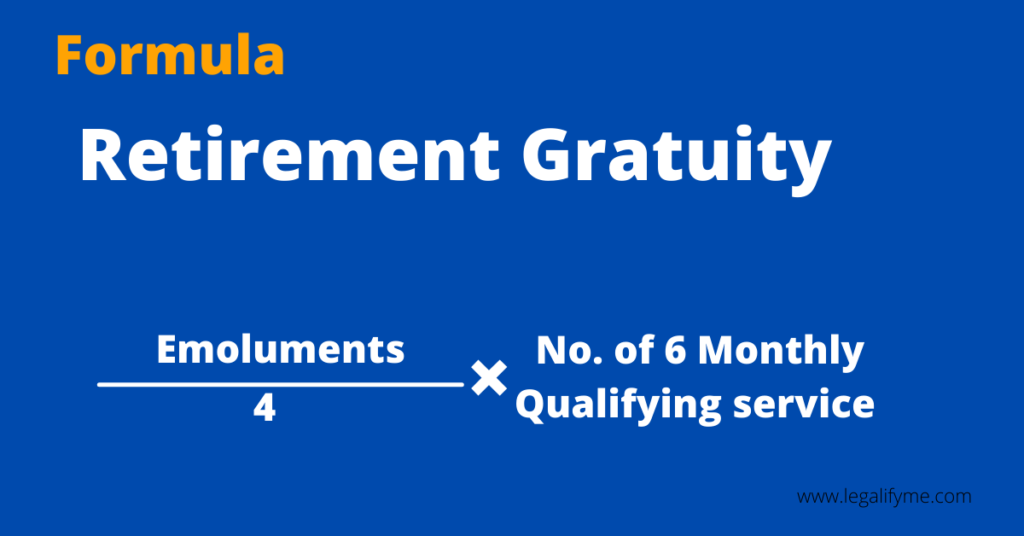 formula for retirement gratuity